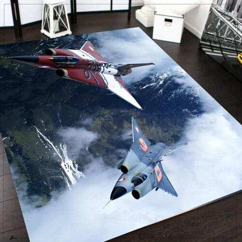 War Plane, Fighter 2 Patterned Carpet ,Non Slip Floor Carpet,Teens Carpet,Turkish Rug
