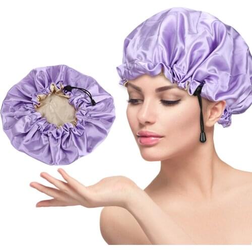 Hair Color Hat Elastic Band Satin Bonnet Night Sleep Cap Long Hair Hat Sleeping Hats Hair Care Bonnet