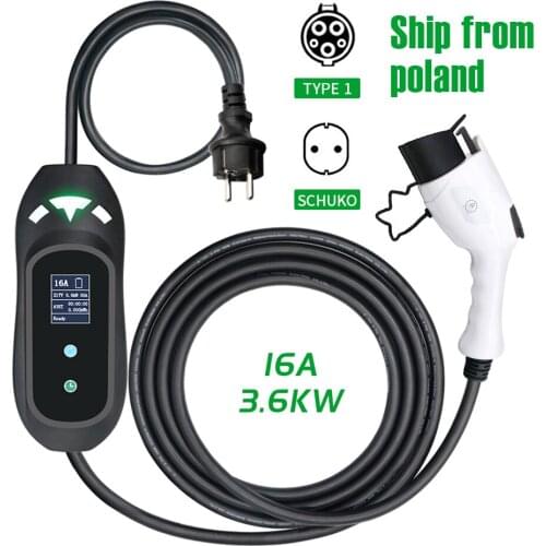 Type 2 3.6kw Mennekes EV charger schuko plug EVSE charging 5 meters home use EV charging cable for electric car