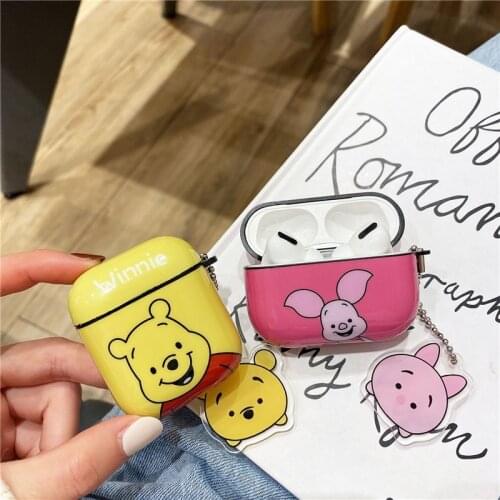 Cartoon Cute Pooh Piglet Airpods Pro Protective Cover Cartoon Apple 1/2/3 Generation Bluetooth Headset Case Pendant Toy Gift