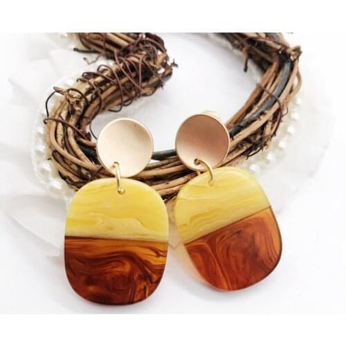 Geometric Earring Acrylic Acetate Resin Clip For No Ear Holes