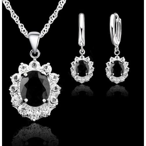 Hot Sale Women Wedding Engagement Necklace Earring Jewelry Sets 925 Sterling Silver Cubic Zirconia Crystal Good Quality