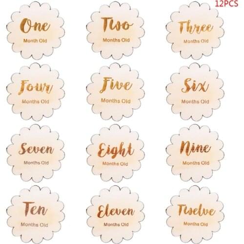 12 Pcs/set Nordic Style Baby Birth Month Number Birthday Commemorative Milestone Card Newborn Full Moon Photography Props