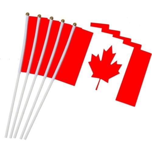 14x21cm 5pcs Canada Hand Waving Flag 14*21cm Canadian Small National Flags with Plastic Flagpoles NC011