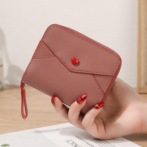 2021 Women Wallet Small Cute Love Wallet Women Short Leather Women Wallets Mini Zipper Purses Portefeuille Female Purse Clutch