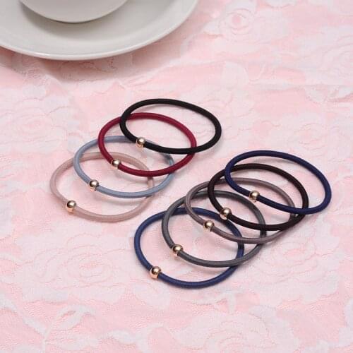 8 pcs Women Basic Colorful Golden Ball Elastic Hair Bands Ponytail Holder Lady Rubber Bands Tie Gum For Hair Accessories