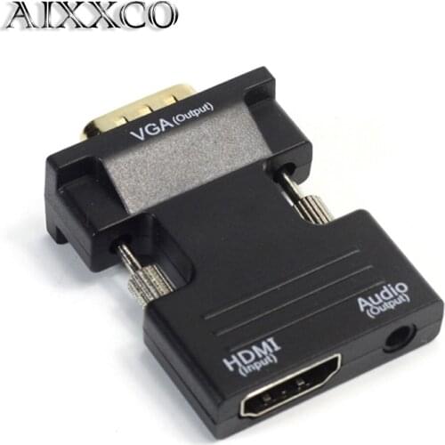 AIXXCO HDMI Female to VGA Male WITH Audio Converter Adapter Support 1080P Signal Output