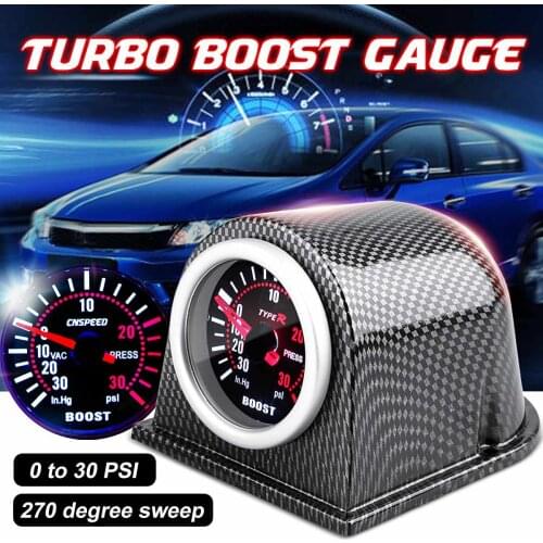 2" 52mm LED Turbo Boost Pressure Pointer Gauge Car Gauge Meter Smoke Face Dials 0-30Psi