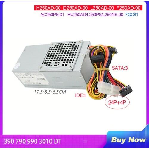Power Supply for Dell 390 790 990 3010 DT H250AD-00 D250AD-00 L250AD-00 F250AD-00 AC250PS-01 HU250AD/L250PS/L250NS-00 7GC81