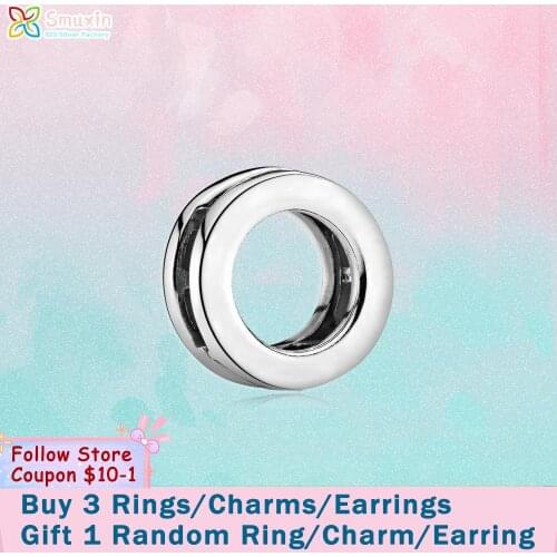 Smuxin 925 Sterling Silver Circle Clip Charm fit Original Pandora Reflexion Bracelets for Women Jewelry Brithday Girl Gift