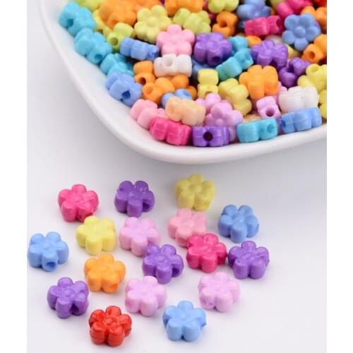 200Pcs/Lot 8.5mm Mixed Candy Color Acrylic flower Spacer Beads Fit Jewelry Handmade beads for jewelry making