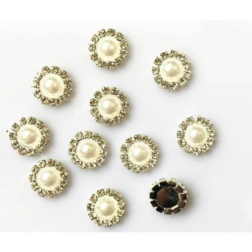 CJSIR 10Pcs 10mm Round Metal Rhinestone Button Wedding Embellishment Crafting DIY Hair Accessory Festival Decor