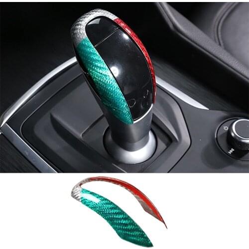 3-Color Real Carbon Fiber Gear Shift Knob Cover Decorative Trim Fit for Alfa Romeo Giulia 2017-2019 Car Accessories