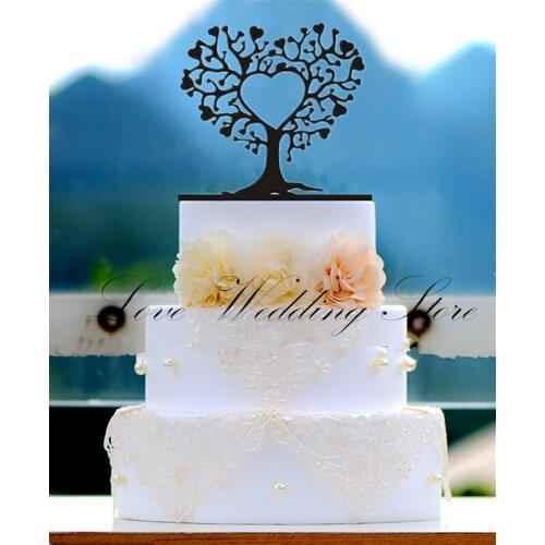 Rustic Wedding Cake Topper - Black Acrylic Tree Shape Cake Topper Mr and Mrs Wedding Cake Topper Cake Decor free shipping