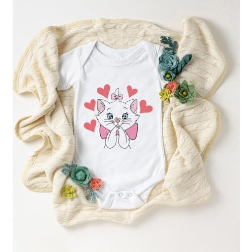 Baby Boy Clothes Pink Aristocats Bodysuits Clothing 0-12M Baby Boy Girl Clothes Unisex Newborn Baby White Roupa de bebe ropa