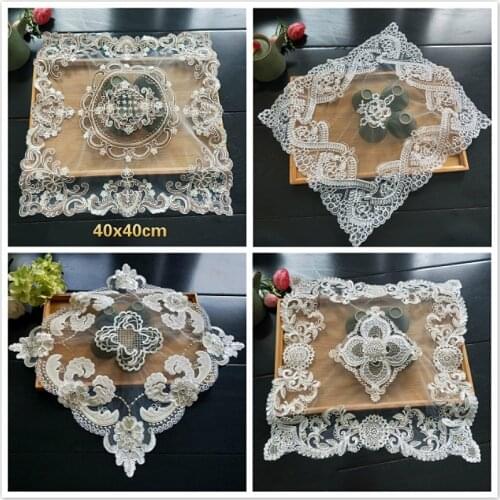 European Luxury Lace Embroidery Restaurant Kitchen Placemat Napkins Coffee Table Mat Small Furniture Dust Cloth Fruit Coaster