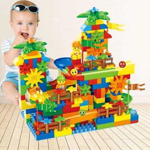 78-304Pcs Marble Race Run Maze Balls Track Building Blocks Funnel Slide Gear Wheel Compatible with Legoing Duplo Playmobil