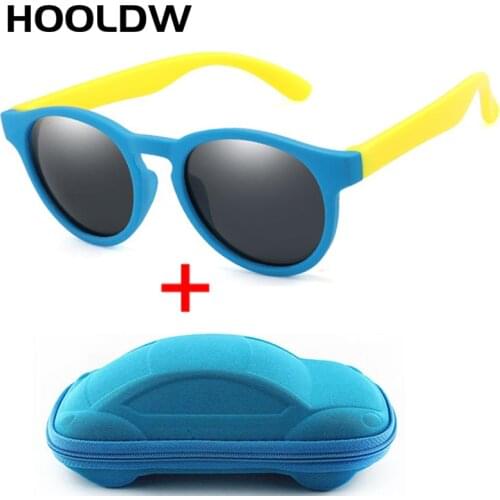 HOOLDW Polarized Kids Sunglasses Round Boys Girls Children Sun Glasses UV400 Silicone Flexible Baby Shades Eyewear Oculos de sol