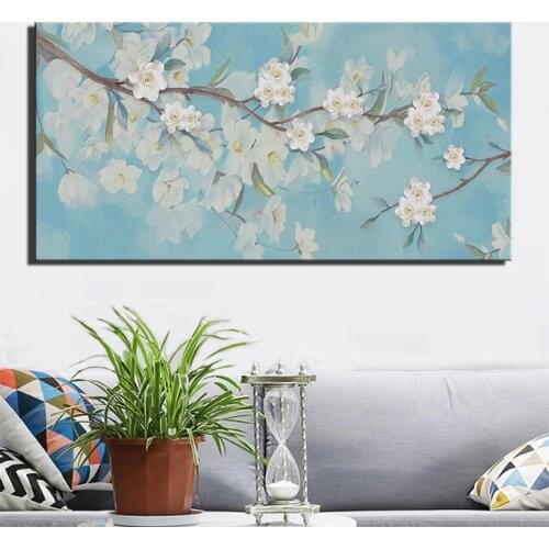 Plum Blossom Canvas Paintings For Living Room Wall Classical Style White Flowers Wall Art Pictures For Bed Room Decor Cuadros