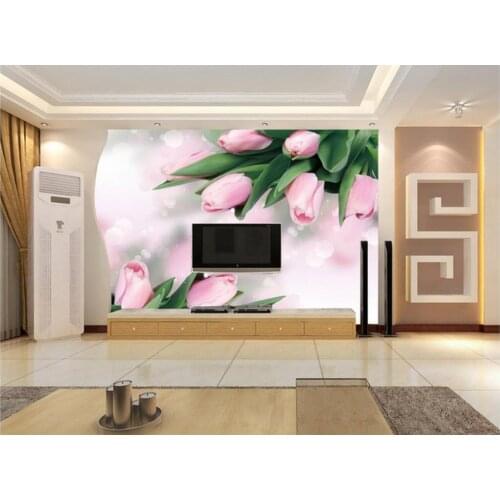 Classic wallpaper for walls bathroom 3d wallpaper Pink tulips wallpaper 3d flower photo wall murals wallpaper
