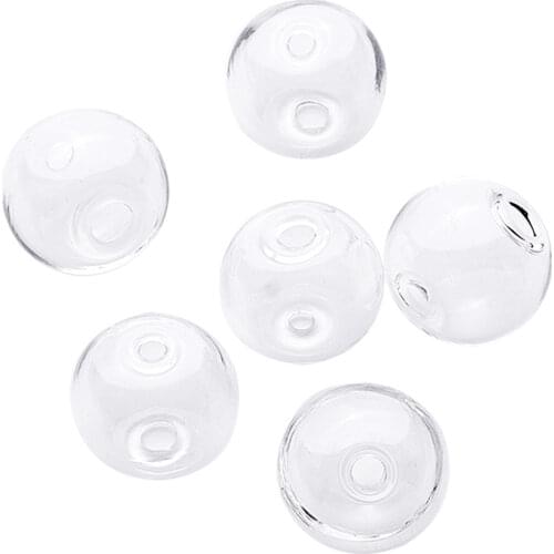 Pandahall 5pcs/lot Round Clear Drilled Handmade Blown Glass Globe Beads Size: about 13mm in diameter, hole: 1.5mm