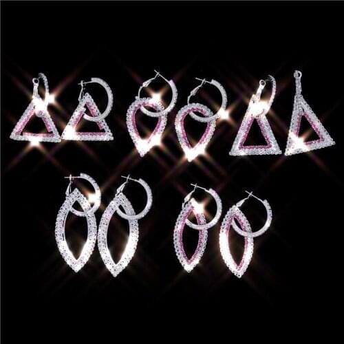 Round rhinestone earrings 2021 new wave Korean version personality temperament wild simple earrings Fashion Simple ear nail