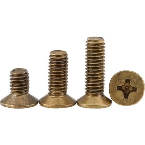 Cross Countersunk Head Brass Screw KM GB819 Philips Flat Head Brass Bolts Copper Machine Mini Screws M2 M2.5 M3 M4 30PCS