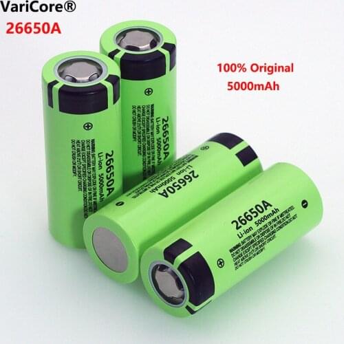 4pcs VariCore 26650A Li-ion Battery 3.7V 5000mA Rechargeable batteries Discharger 20A Power battery for flashlight E-tools