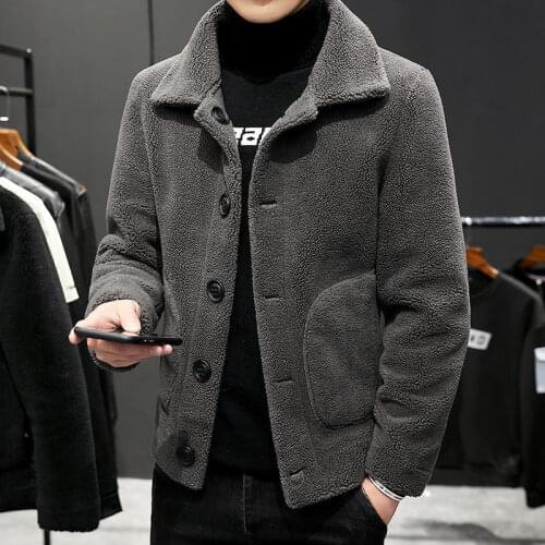 Fashion Young Mens Winter Biker Jacket Double-sided 2021 New Thick Fleece Warm Korean Short Classic Mens Fur Jacket Coat