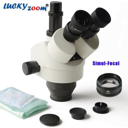 Luckyzoom Brand 3.5X-90X Simul-Focal Trinocular Stereo Zoom Microscope Head Simultaneous Observation Accessories