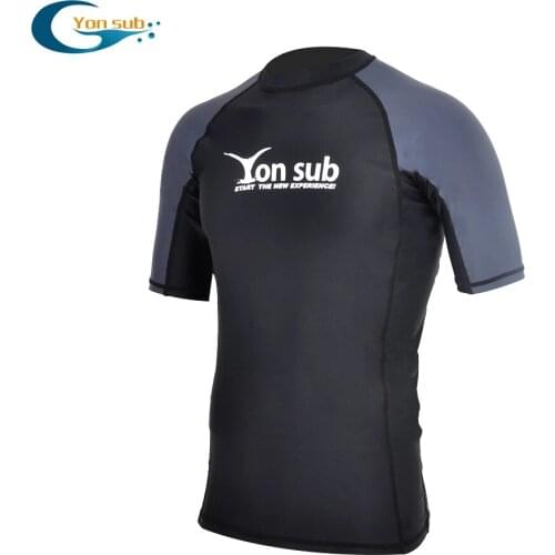 YONSUB Men Surf Rash Guard Lycra Short Sleeve Top Quick Dry Kitesurf Windsurf Dive T-Shirt UV-Protection UPF 50+ Beach Swimwear