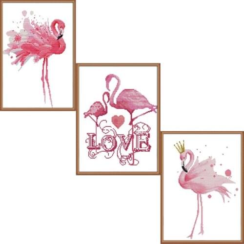 Joy Sunday Flamingo Series Counted Cross Stitch kits DIY 14CT and11CT For Embroidery Home Decor NKF Needlework Cross-stitching