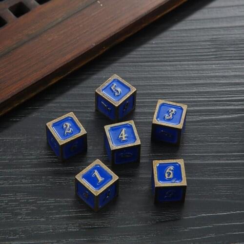 5 pcs/set Full Metal Funny Blue Digital Dice Set Cube Dice Standard Six Sided