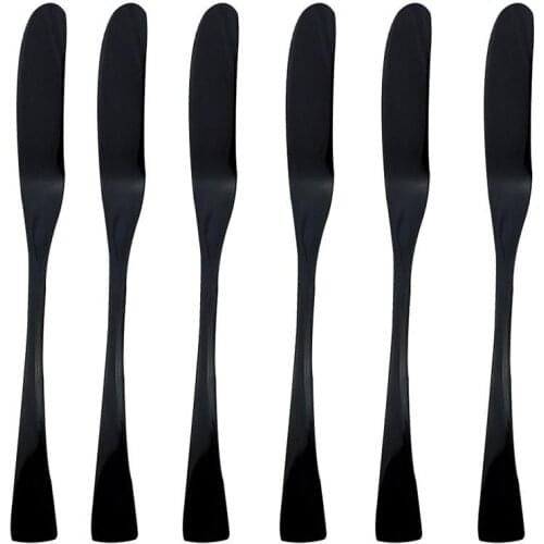 6pcs Black Stainless Steel Butter Knife Spreader in Dinner Knives Cheese Sandwich Western Cutlery Jam Breakfast Tool Tableware