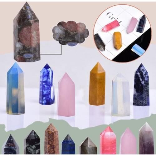 Natural Fluorite Quartz Crystal Healing Jade Crystal Hexagonal Bar Point Healing Stone Tower Energy Crafts Decoration Home