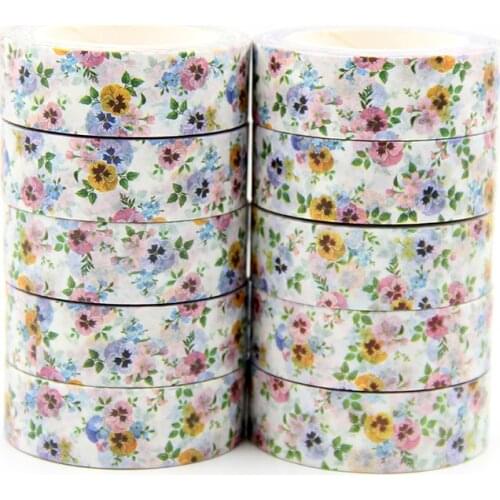 New 10pcs/set 15MM*10M Beautiful Elegant floral Decorative Washi Tapes Paper DIY Scrapbooking Adhesive Masking Tapes