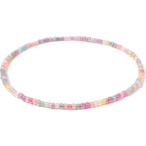 1pc Colorful Sweet Women Choker Necklace Creative Fashion Bohemian Beaded Necklace Bead Choker Jewelry Accessories