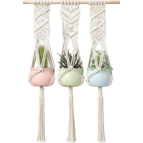 MACRAME PLANT HANGER TRIPLE WALL HANGING PLANTER 30 INCHES