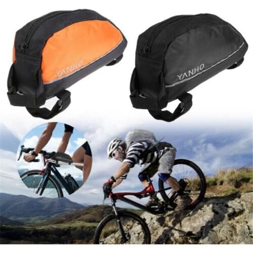 YANHO Durable Oxford Bike Front Frame Bag Saddle Bag MTB Mountain Road Riding Bicycle Bag Tools Bags with Reflective Strip