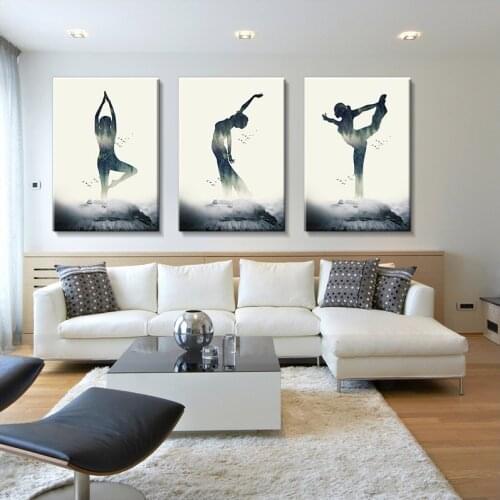 Simple and Abstract Yoga Figure Canvas Painting, Dance Beauty Poster, Bedroom Decoration Painting, Club Corridor Printing Mural