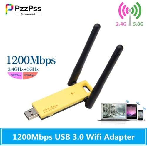 PzzPss High Speed 1200Mbps USB 3.0 Wifi Adapter Dual-Band Wireless USB Wifi Antenna 5GHz 2.4Ghz Network Card For Laptop PC
