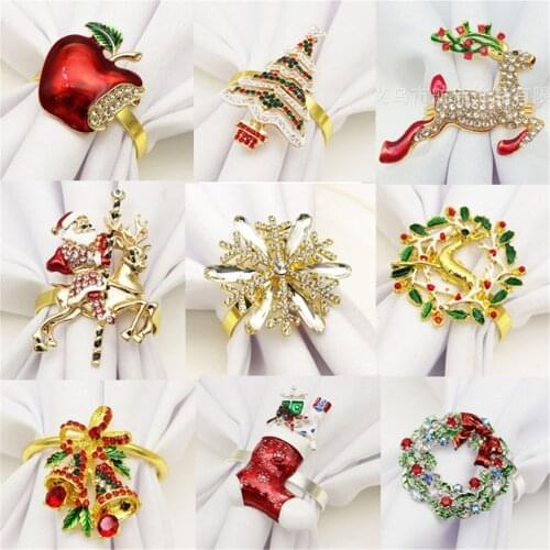 Christmas Napkin Ring Clasp Alloy Buckle Dinner Wedding Party Table Decor, Napkin Holder