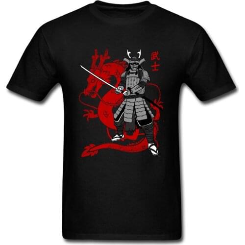 Samurai Japan Dragon T Shirt Men T-shirt Chic Tops Vintage Tee Anime Clothes Black Red Grey Tshirt Cotton Sweatshirt