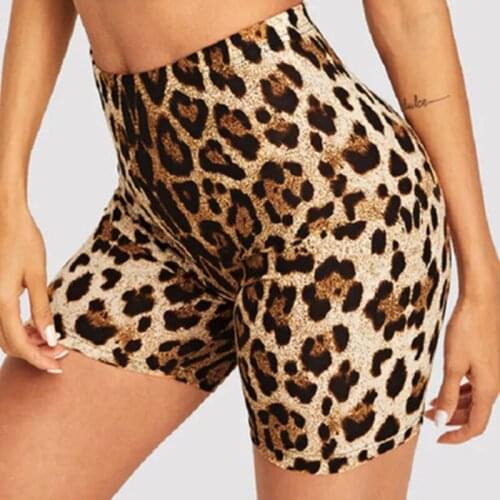 Fashion Summer Leopard Print Women Shorts Casual Snake Print Fitness Short For Lady Women High Waist Casual Biker Short Femme