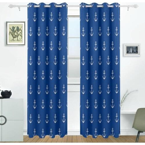 Anchor Curtains Drapes Panels Darkening Blackout Grommet Room Divider for Patio Window Sliding Glass Door 55x84 Inches