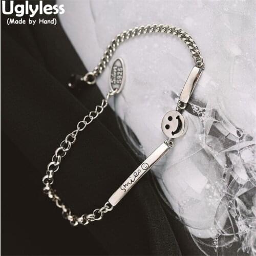Uglyless Happy Everyday Smile Jewelry Sets for Women Chains Jewelry Instagram Popular Bracelets Necklaces Medal Smile Face Gifts
