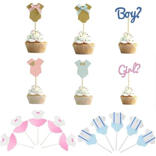 10Pcs Baby Shower decorations Its a Boy Girl Clothes Cupcake cake Toppers tools Birthday Party Decoration Kids DIY Baby shower-S