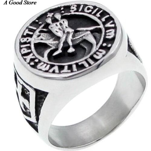 Punk Seal Templar Ring Retro New Fashion Cross Knights Mens Ring Jewelery Friend Gift