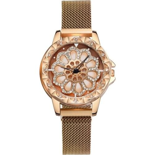 Time to run watch ladies students exquisite flower graphics fashion trend waterproof mesh belt watch