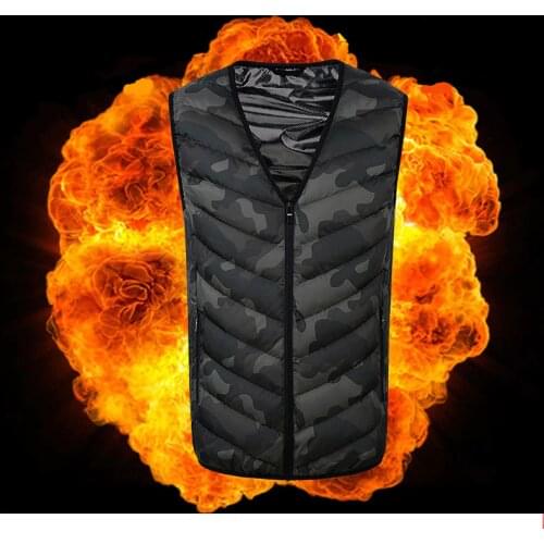 Winter 3Places Smart Heated Vest Men Usb Heated Jacket Camouflage Heating Vest Thermal Clothes Waterproof Winter Heating Jackets